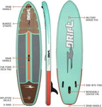 Drift Aero Inflatable Stand Up Paddle Board With Accessories, Classic Woodgrain, Adult, 10'8"