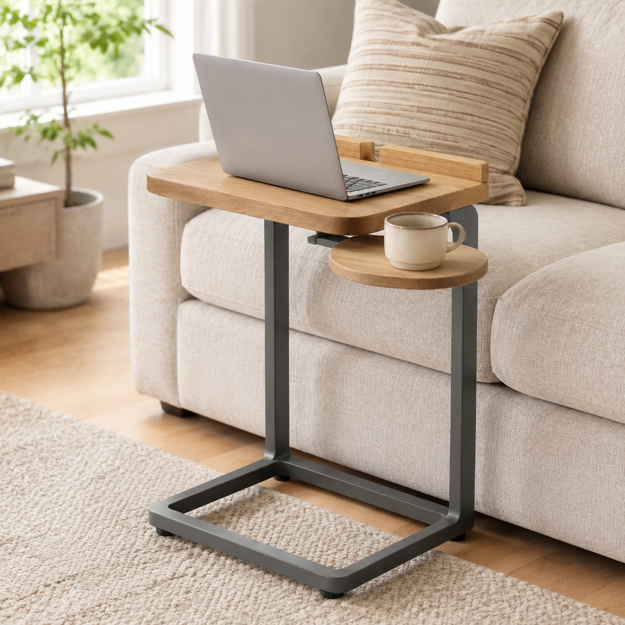 ORVENALI C-Shaped Sofa Side Table