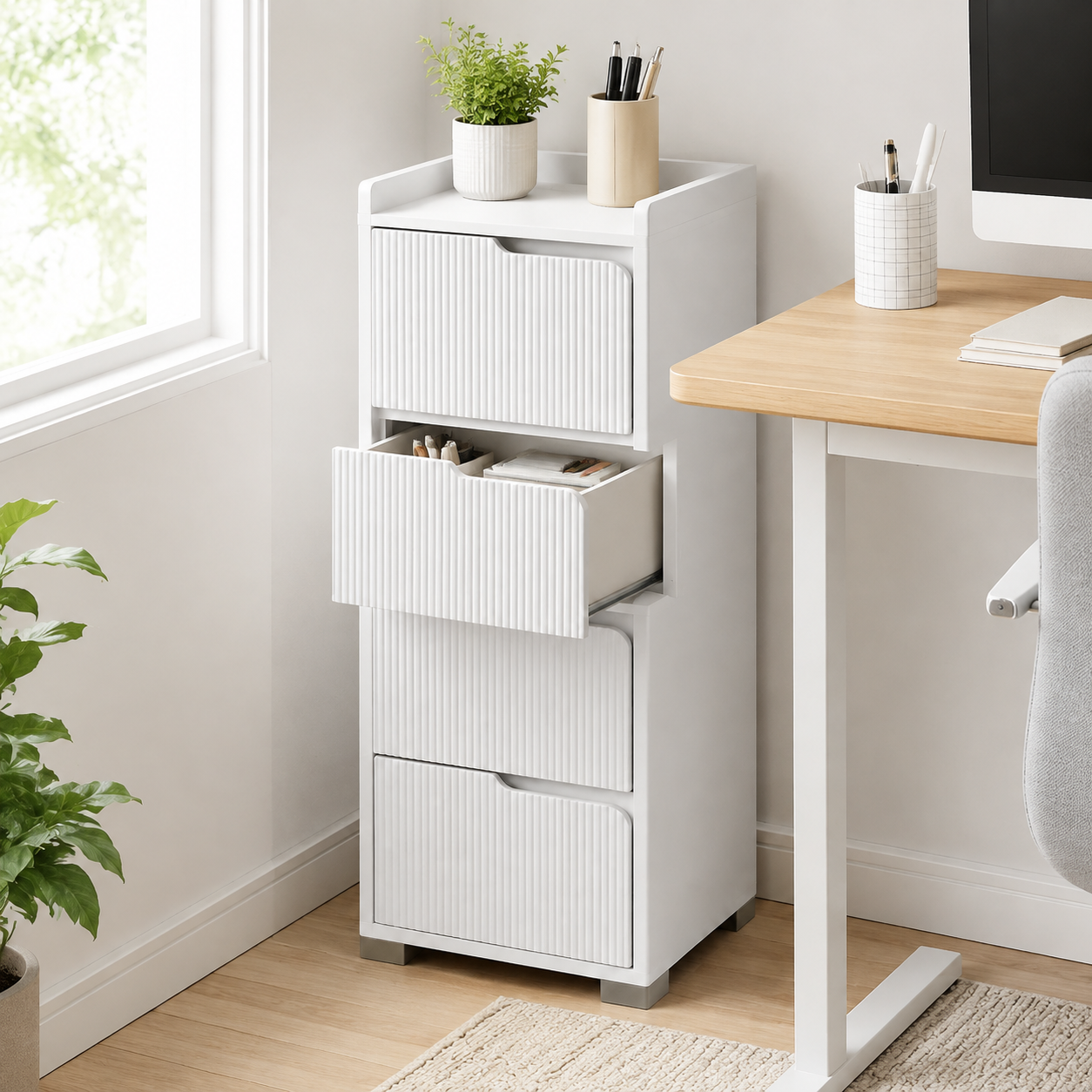 ORVENALI Slim 4-Drawer Storage Cabinet