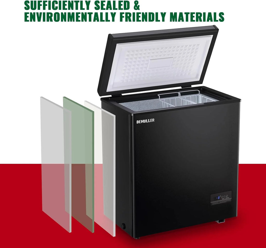 5.0 Cu. Ft. Chest Freezer with 2 Removable Stainless Steel Baskets, Electronic Control, 41°F to -15°F, Black