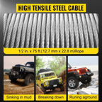 18,000 LBS Electric Winch, 12V Steel Cable Winch, Off-Road Towing Winch for ATV, UTV, Truck and Trailer