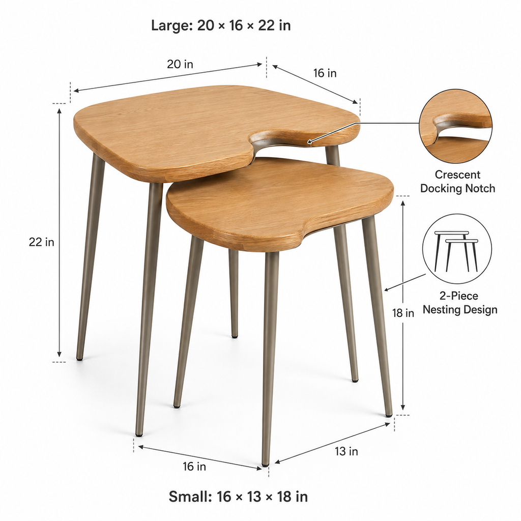 ORVENALI 2-Piece Nesting Side Table Set