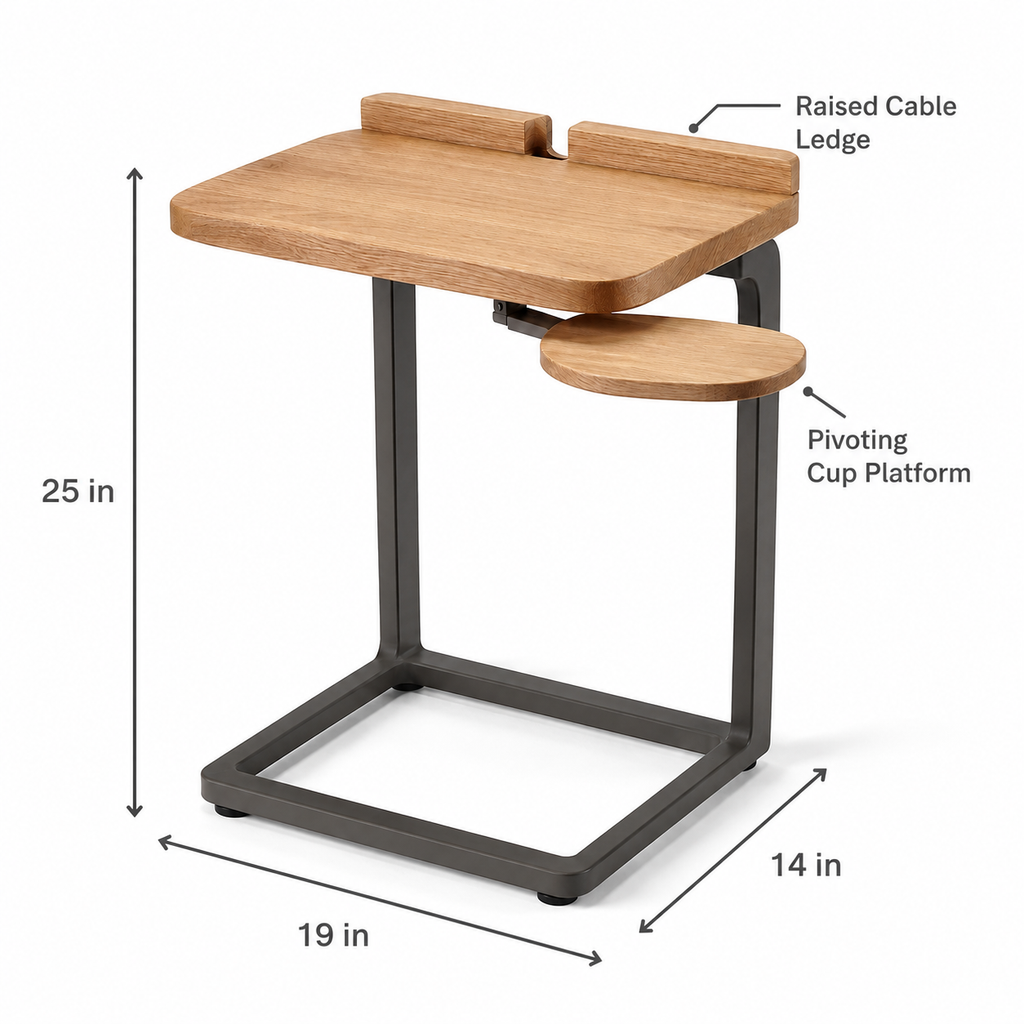ORVENALI C-Shaped Sofa Side Table