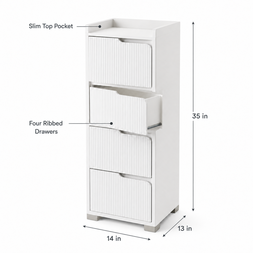 ORVENALI Slim 4-Drawer Storage Cabinet