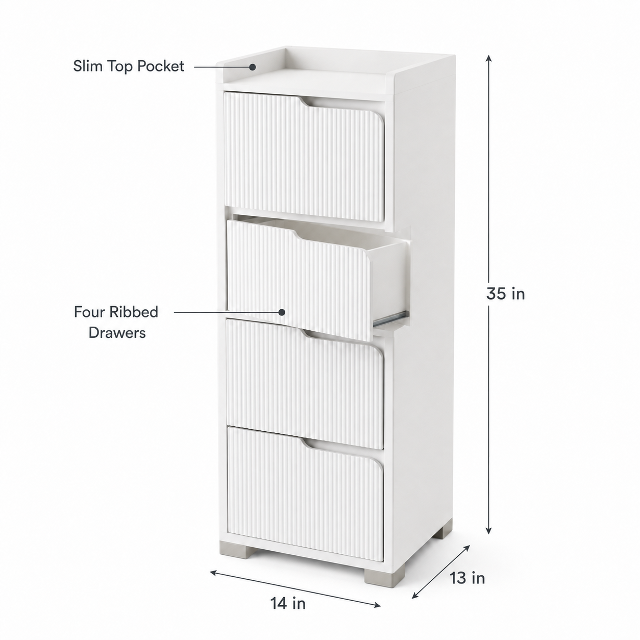 ORVENALI Slim 4-Drawer Storage Cabinet