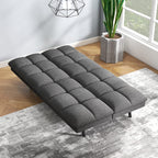 Convertible Futon Sofa Bed with Memory Foam, Foldable Loveseat Sleeper with Adjustable Armrests