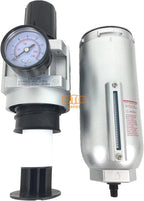 NPT Compressed Air In-Line Filter Regulator Combo, Metal Bowl, 5 Micron, 7 To 175 PSI - Auto Drain