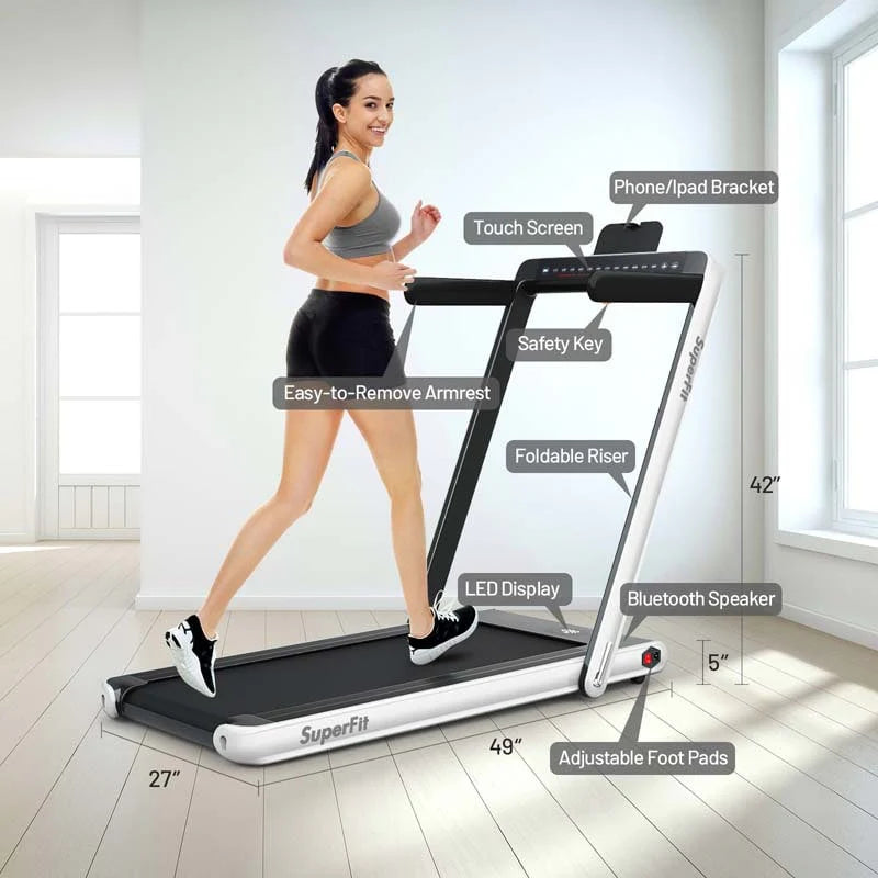 2-in-1 Folding Electric Treadmill, 2.25 HP, Under-Desk, with Dual Display and Smart App Control