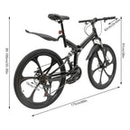 Aiqidi 26 Inch 21 Speed Full Suspension Folding Mountain Bike, Black