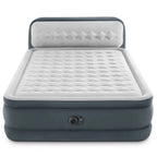 Intex Dura-Beam Deluxe Ultra Plush Headboard Queen Airbed, Gray, 18in, Built-In Pump - 64447ED