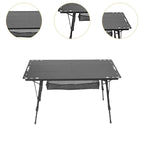 Miulika Folding Camping Table, Aluminum Alloy And PP, 103cm x 55cm, Adjustable Height 45cm-67cm - Black