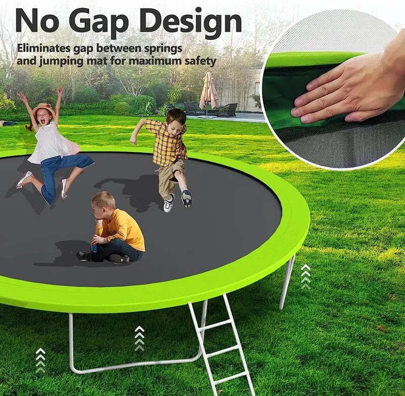 Trampoline With Enclosure Net And Adjustable Basketball Hoop - 8ft, 10ft, 12ft, 14ft, 15ft, 16ft