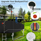 Trampoline With Enclosure Net And Adjustable Basketball Hoop - 8ft, 10ft, 12ft, 14ft, 15ft, 16ft