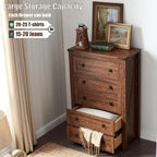 48 Inch Tall Farmhouse Wood Dresser, 5 Drawer Chest of Drawers for Bedroom