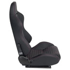 Racing Seats, PVC With Suede Material, Double Slider Design, Black - 2 Pieces