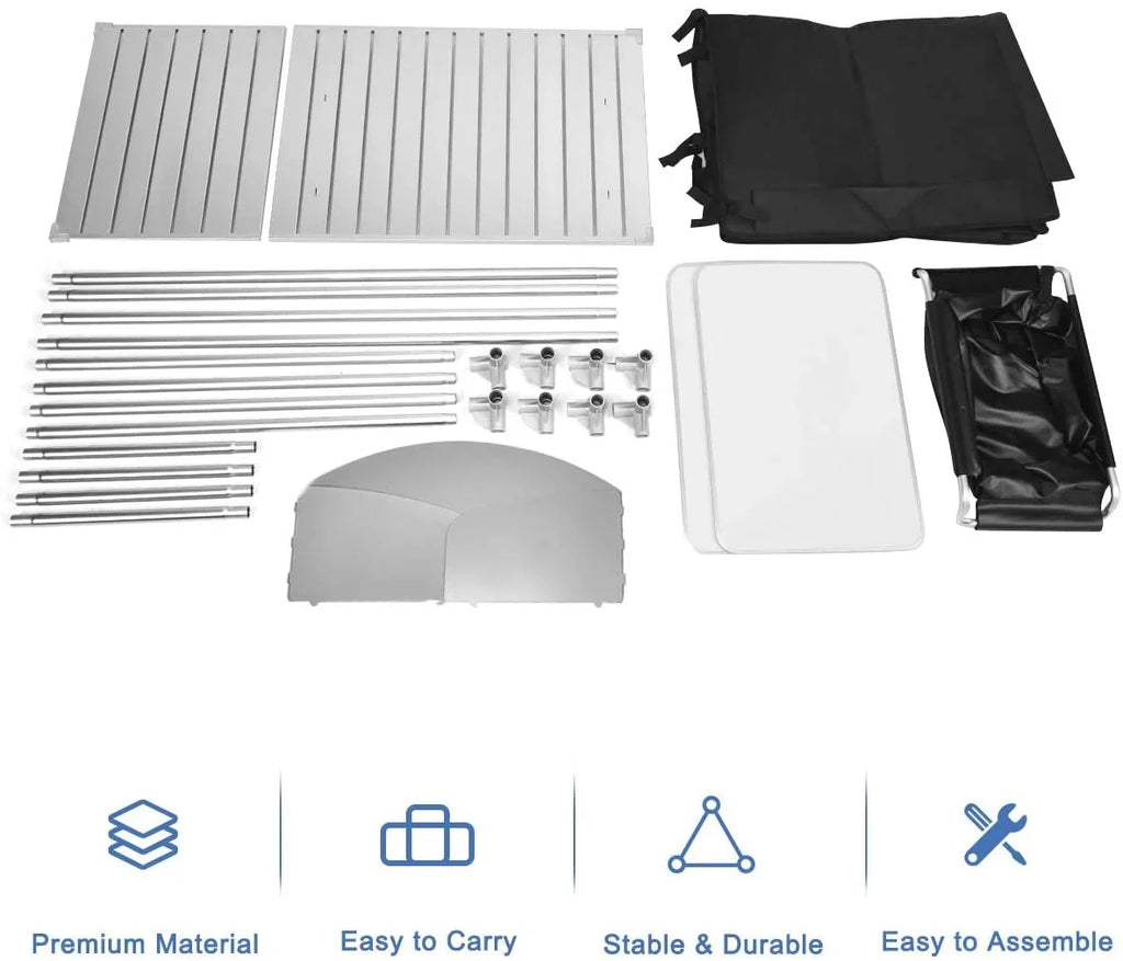 Treasual Portable Camping Kitchen Table, 48 Inch x 21.5 Inch, Windscreen And Storage Organizer