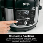 10-in-1 6.5-Qt Pressure Cooker and Air Fryer Multicooker, Stainless Steel