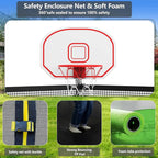 Trampoline With Enclosure Net And Adjustable Basketball Hoop - 8ft, 10ft, 12ft, 14ft, 15ft, 16ft
