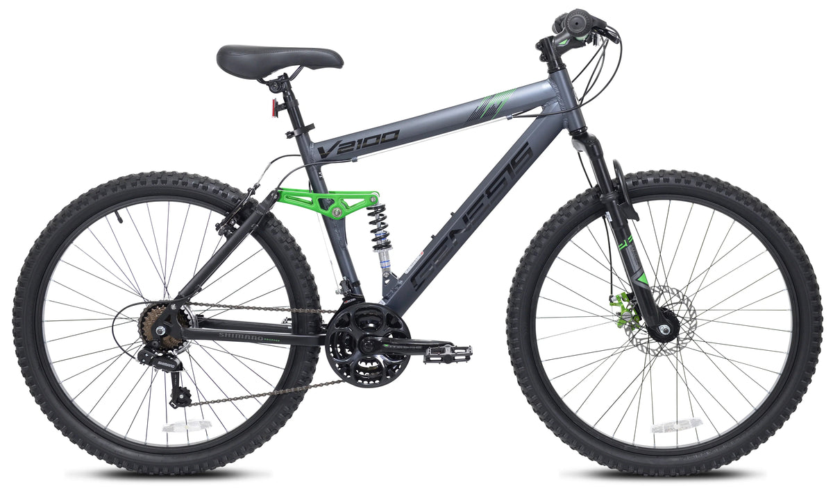 Genesis V2100 Men's Dual Suspension Mountain Bike, 26in, Slate Gray