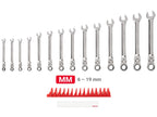 TEKTON Flex Head 12-Point Ratcheting Combination Wrench Set, 14-Piece (6-19 mm) - WRC95302