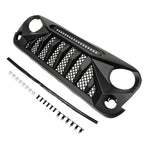 Black Front Grille With LED Off-Road Lights For 07-18 Jeep Wrangler JK - Mars Grille