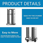 2-Pack 48,000 BTU Propane Patio Heaters with Wheels, Stainless Steel, Silver