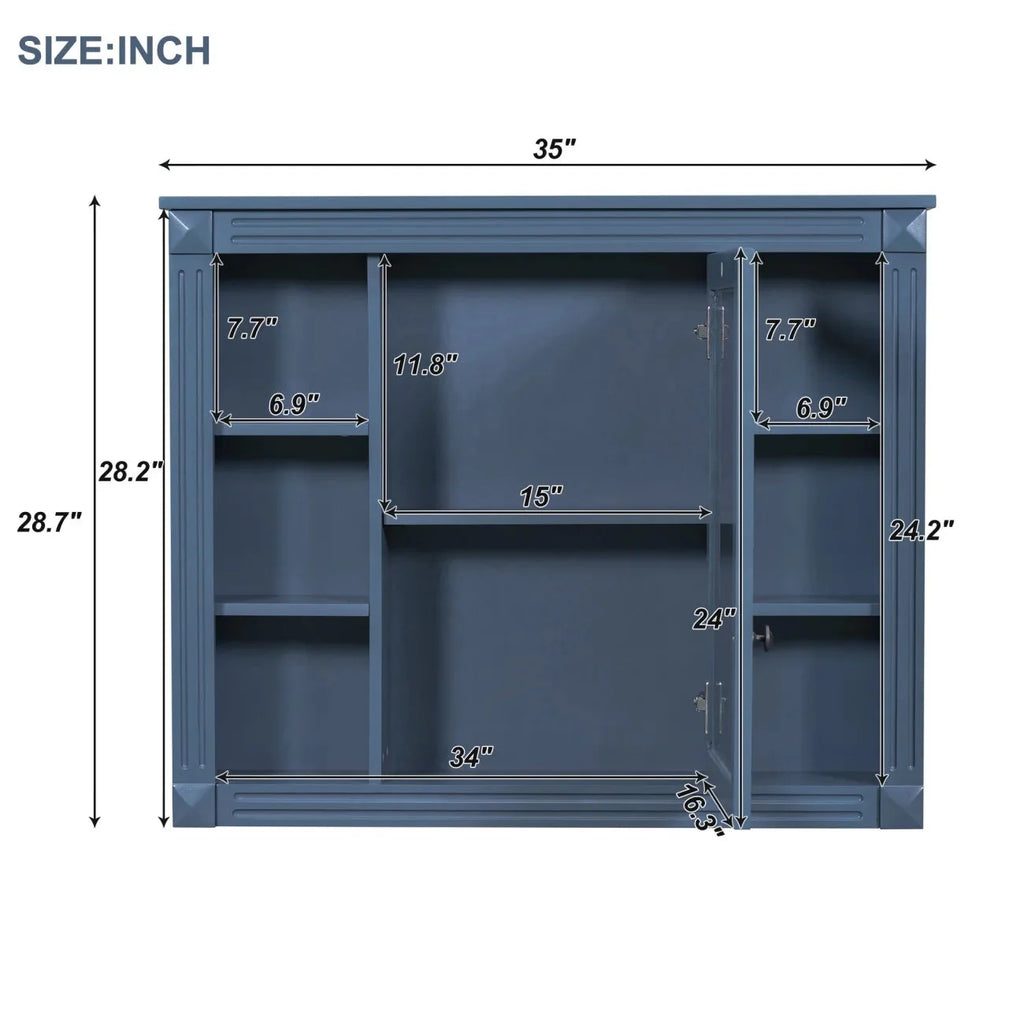 36'' Bathroom Vanity Set With Ceramic Sink Top, Mirror Cabinet, 2 Doors And 2 Drawers - Gray