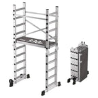 Foldable Multipurpose Scaffolding Ladder and Rolling Work Platform, Adjustable, 330-Lb. Capacity