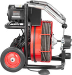 550W Drain Cleaning Machine, 100-Ft. x 1/2-Inch Sewer Snake Auger with 8 Cutters, Wheels and Foot Switch, for 2-4-Inch Pipes