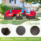 5-Piece All-Weather Patio Furniture Set with Ottoman, Outdoor Wicker Conversation Sofa Set with Cushions for Garden, Deck & Backyard