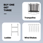 MARNUR Kids' Trampoline 8 ft With Enclosure Net, Ladder And Wind Stakes - 330 lbs Weight Capacity