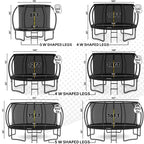 JUMPZYLLA Outdoor Trampoline With Enclosure, 8FT, Black & Blue - 14FT