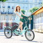 Docred 24in Electric Tricycle, 7 Speed 3 Wheel E-Bike With Large Basket, 350W 36V 10.4Ah - 15.5 MPH