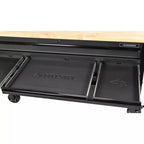 61 Inch 15 Drawer Mobile Workbench - Heavy Duty Steel Tool Cabinet with Wood Top and Power Strip