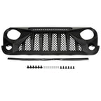 Black Front Grille With LED Off-Road Lights For 07-18 Jeep Wrangler JK - Mars Grille