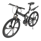 Aiqidi 26 Inch 21 Speed Full Suspension Folding Mountain Bike, Black