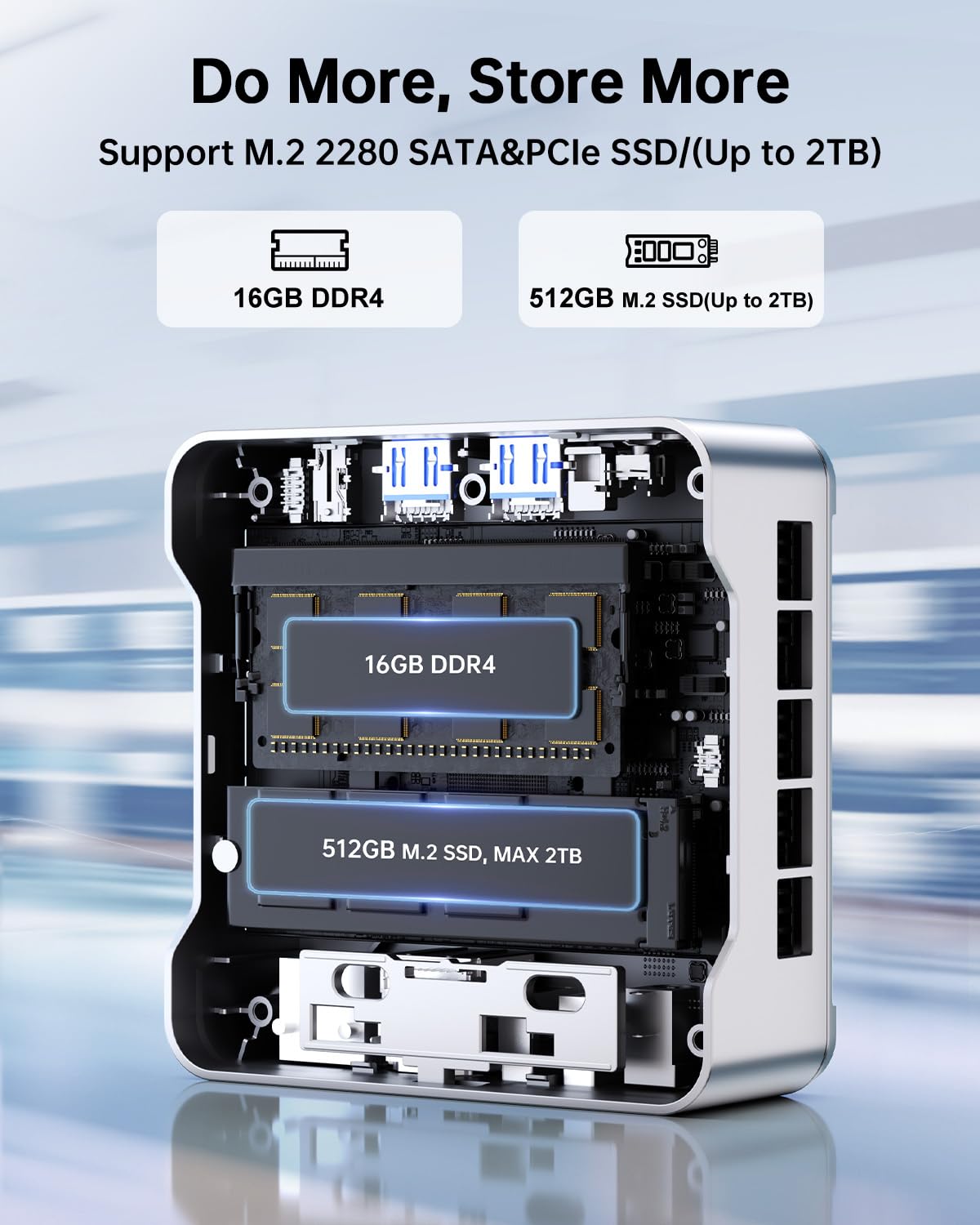 Mini PC, 16GB RAM, 512GB M.2 SSD, Compact Mini Computer for Home, Office and Everyday Computing