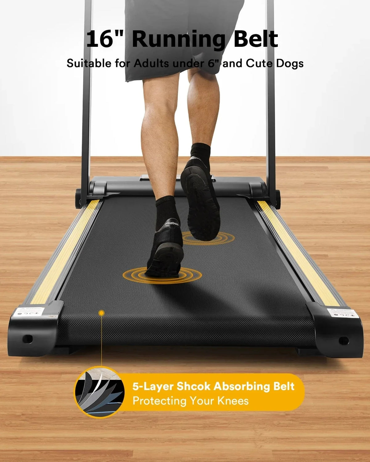 UREVO Folding Treadmill - 2.25HP, 12 HIIT Modes, 265 lbs Capacity, Yellow Or Red