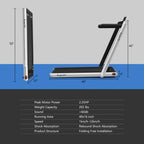 2-in-1 Folding Electric Treadmill, 2.25 HP, Under-Desk, with Dual Display and Smart App Control