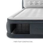 Intex Dura-Beam Deluxe Ultra Plush Headboard Queen Airbed, Gray, 18in, Built-In Pump - 64447ED