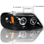 Spec-D Tuning Black LED Strip Projector Headlights With 6-LED Fog Lamps - Ford F150 Flareside 1997-2003, 04 Heritage