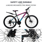 ARTUDATECH 24/26/27.5 Inch Mountain Bike, 24 Speeds, V/Disc Brakes, High-Carbon Steel Frame - Trailblazer