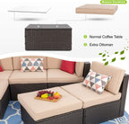 5-Piece All-Weather Patio Furniture Set with Ottoman, Outdoor Wicker Conversation Sofa Set with Cushions for Garden, Deck & Backyard