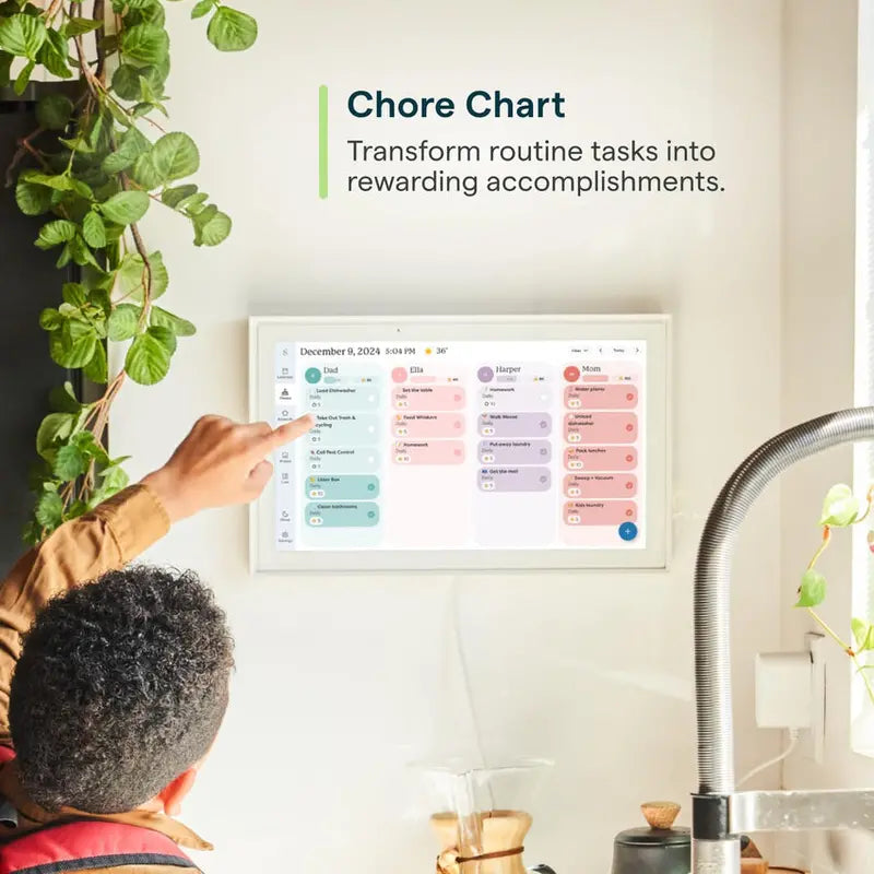 Skylight 15-Inch Digital Wall Planner And Family Chore Board - Interactive 2025 Calendar Display