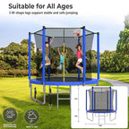 Trampoline With Enclosure Net And Adjustable Basketball Hoop - 8ft, 10ft, 12ft, 14ft, 15ft, 16ft