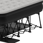 Dextrus Inflatable Queen Air Mattress With Built-In Pump, Steel Frame, Velvet Surface, Khaki