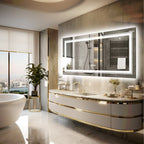 Extra Large LED Lighted Bathroom Mirror, Anti-Fog Wall Mounted Vanity Mirror with 3 Colors