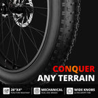 750W 720Wh Electric Bike for Adults, 26-Inch Fat Tires, 20 MPH, UL2849
