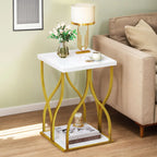 Modern Gold Console Table with Marbled Top, Sofa Table for Entryway and Hallway