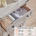 48 Inch Tall Farmhouse Wood Dresser, 5 Drawer Chest of Drawers for Bedroom